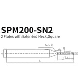 G-SPM200-SN2  2 Flutes with Extended Neck, Square D2~6 - Big-tools Industrial Supply Tools for Metal Cutting